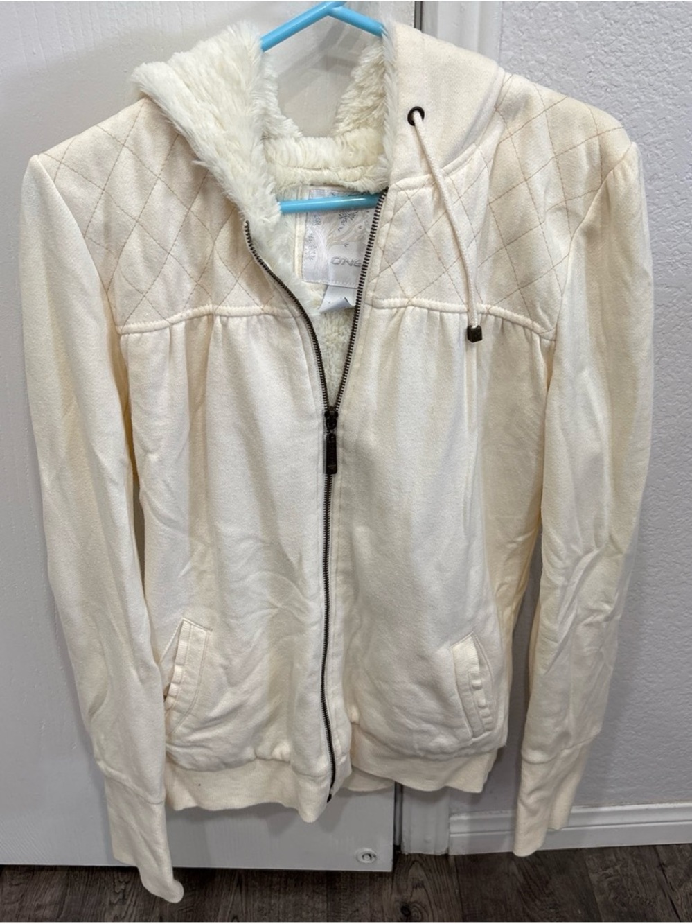 O'Neill Cream Quilted Hooded Zip-Up Jacket